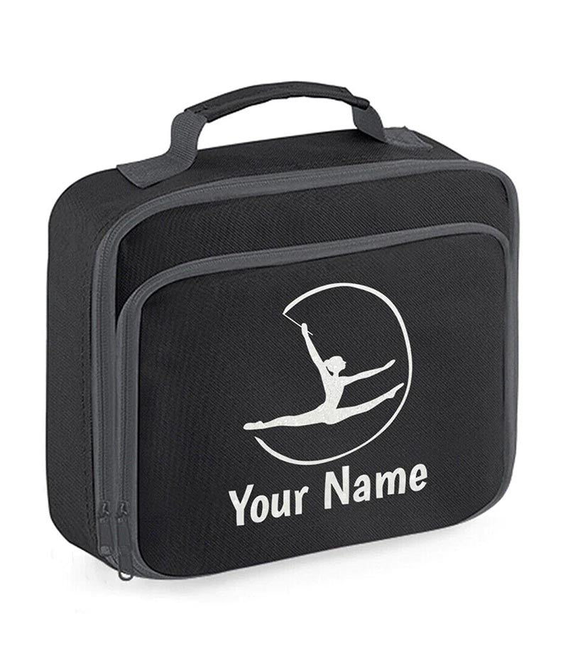 Girls Personalised Glitter Gymnastics School Lunch Bag Kids Dance Insulated Box