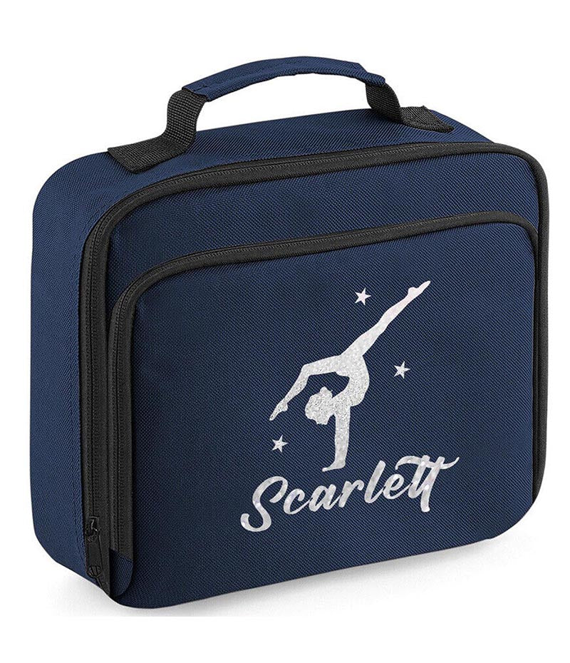 Girls Personalised Glitter Gymnastics School Lunch Bag Kids Dance Insulated Box