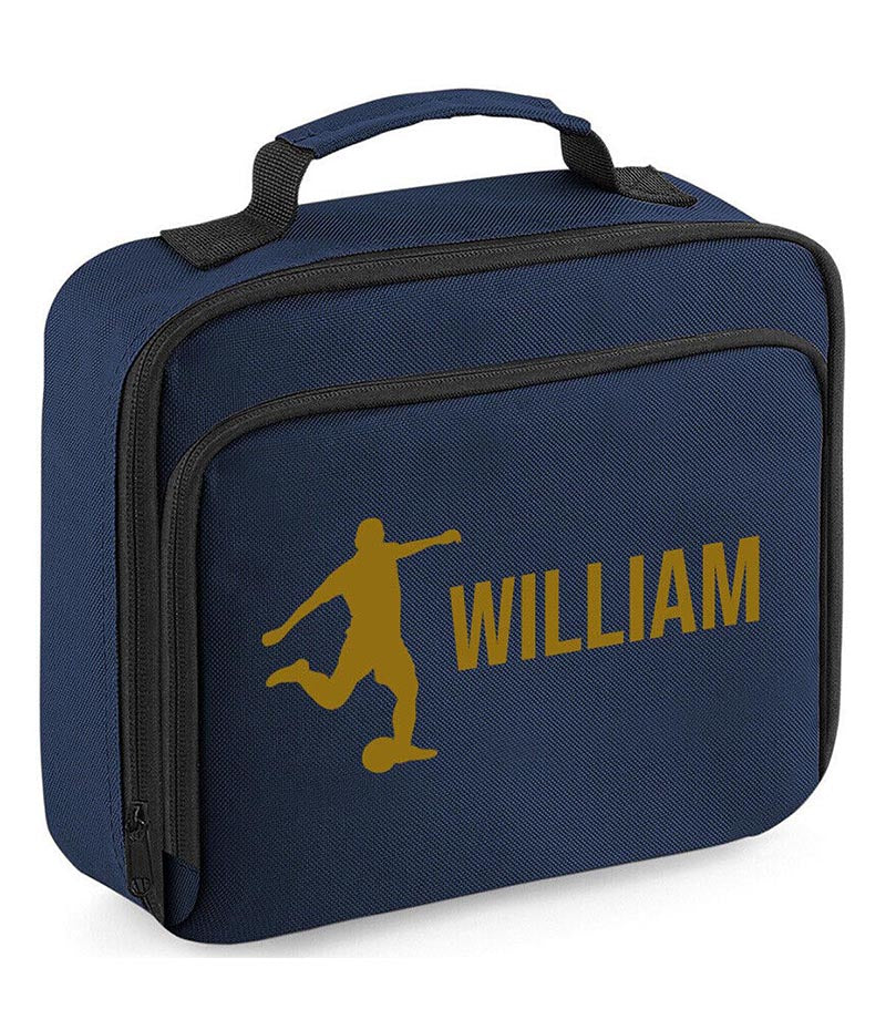 Personalised Lunch Bag Football Boys School Insulated Any Name Kids Snack Box