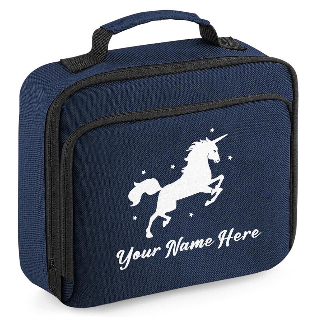 Personalised Unicorn Lunch Bag School Glitter Childrens Insulated Dinner Box