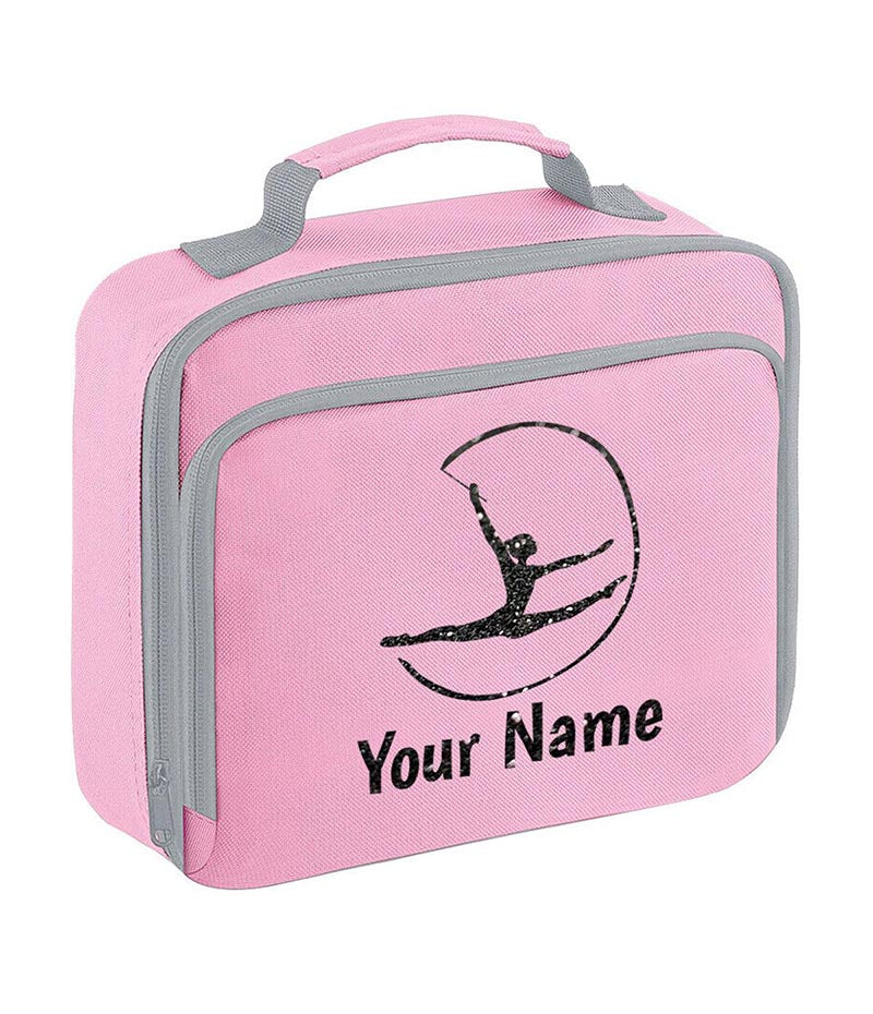 Girls Personalised Glitter Gymnastics School Lunch Bag Kids Dance Insulated Box