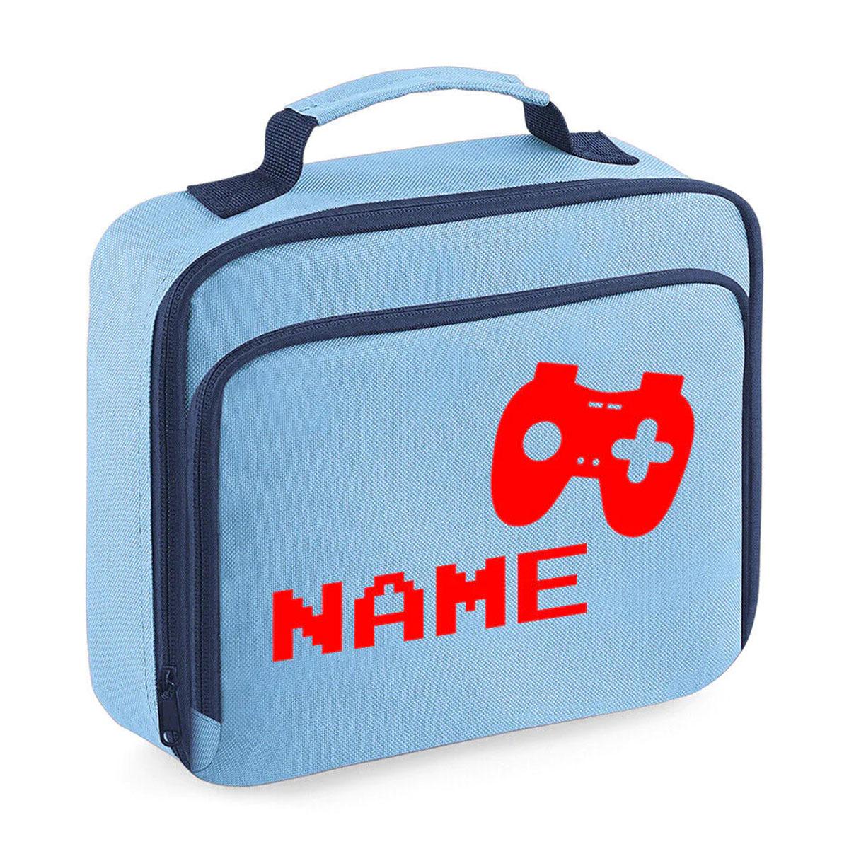 Personalised Gamer Lunch Bag Kids Boys School Insulated Childrens Snack Box