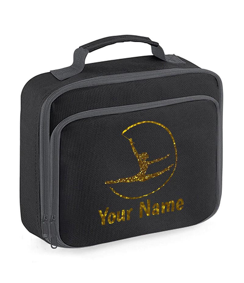 Girls Personalised Glitter Gymnastics School Lunch Bag Kids Dance Insulated Box
