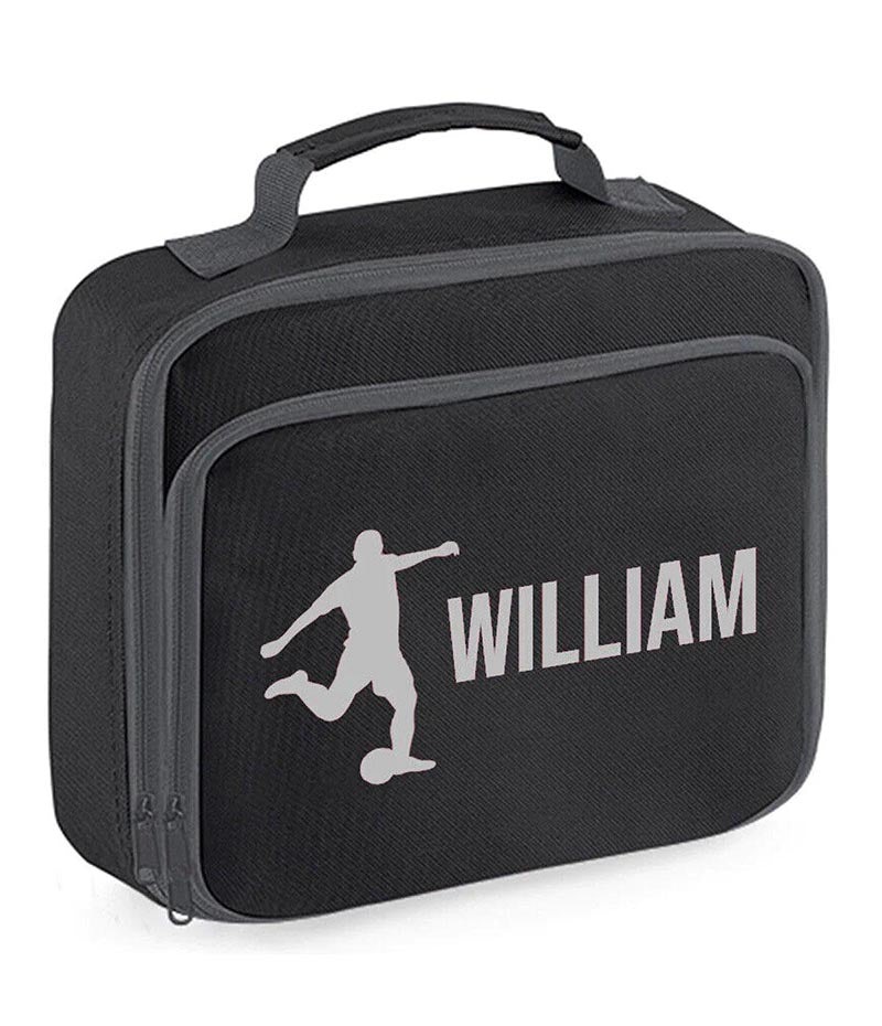 Personalised Lunch Bag Football Boys School Insulated Any Name Kids Snack Box