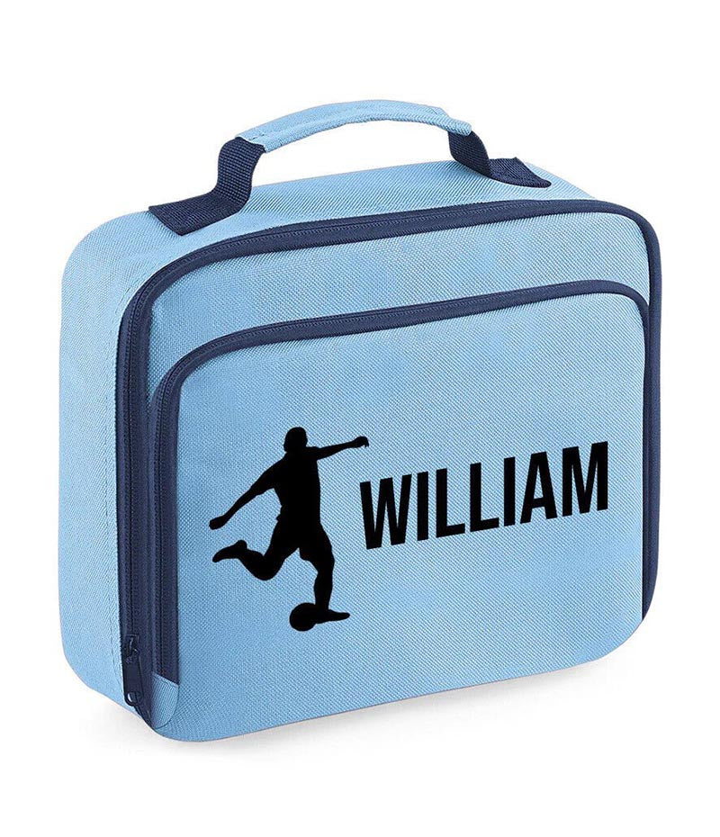 Personalised Lunch Bag Football Boys School Insulated Any Name Kids Snack Box