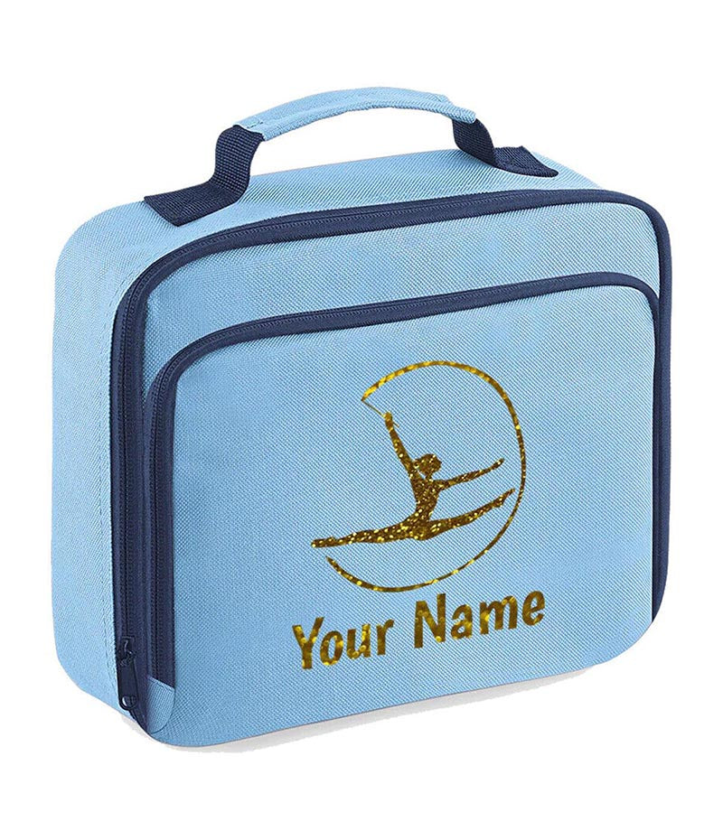 Girls Personalised Glitter Gymnastics School Lunch Bag Kids Dance Insulated Box