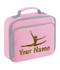 Girls Personalised Glitter Gymnastics School Lunch Bag Kids Dance Insulated Box