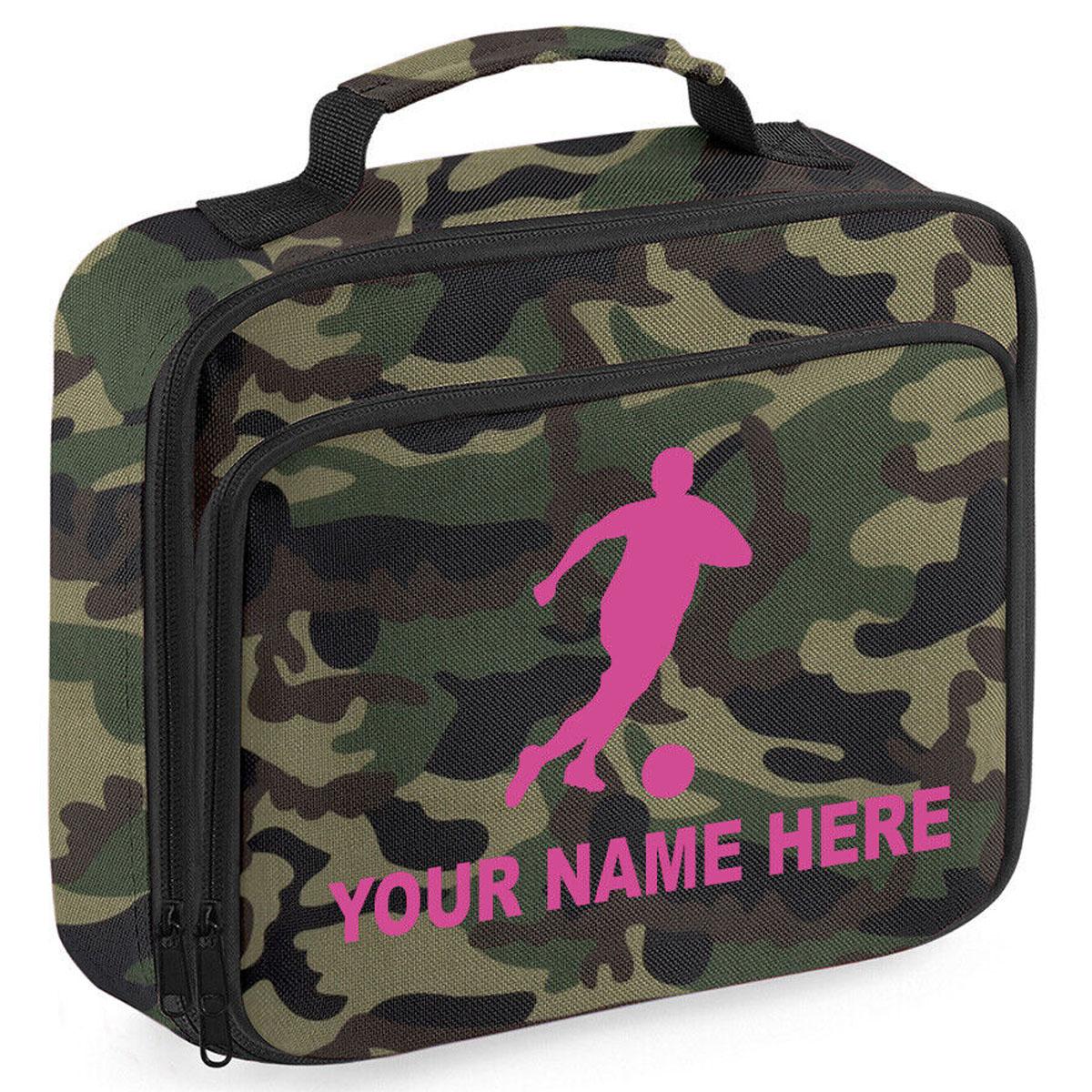 Personalised Lunch Bag Football Boys School Insulated Any Name Kids Snack Box
