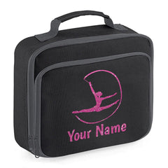 Girls Personalised Glitter Gymnastics School Lunch Bag Kids Dance Insulated Box