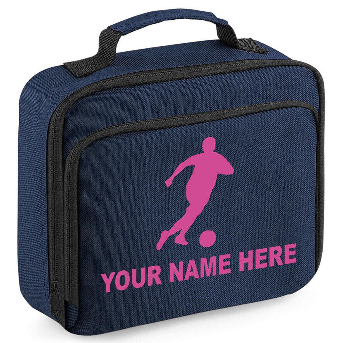 Personalised Lunch Bag Football Boys School Insulated Any Name Kids Snack Box