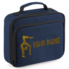 Girls Personalised Glitter Gymnastics School Lunch Bag Kids Dance Insulated Box