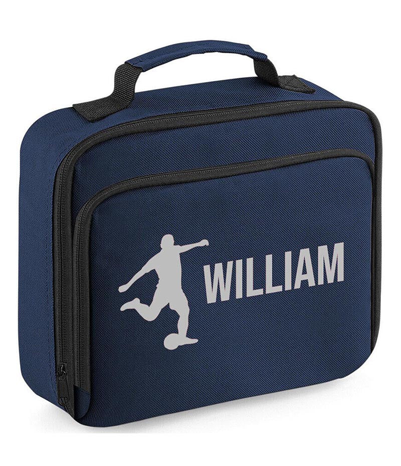 Personalised Lunch Bag Football Boys School Insulated Any Name Kids Snack Box