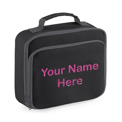 Personalised Girls Lunch Bag Children School Insulated Glitter Heart Snack Box