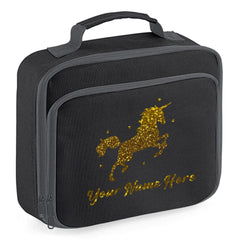 Personalised Unicorn Lunch Bag School Glitter Childrens Insulated Dinner Box