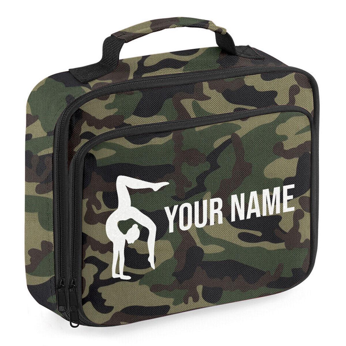 Girls Personalised Glitter Gymnastics School Lunch Bag Kids Dance Insulated Box