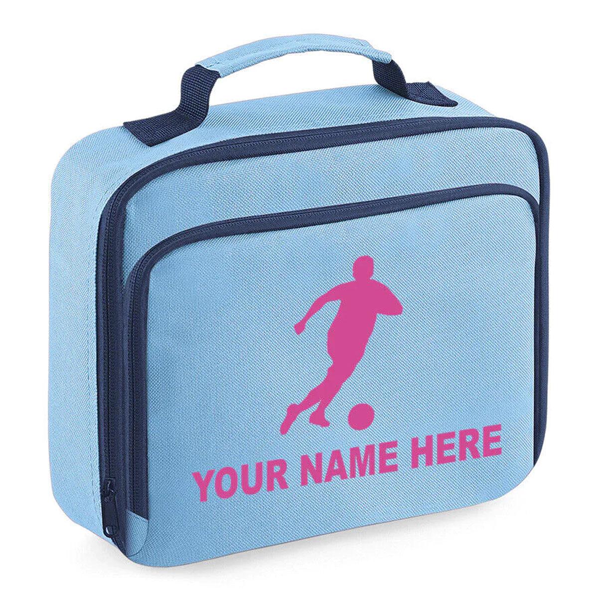 Personalised Lunch Bag Football Boys School Insulated Any Name Kids Snack Box