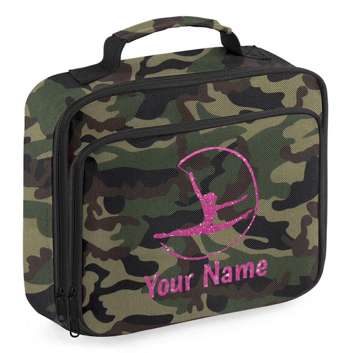 Girls Personalised Glitter Gymnastics School Lunch Bag Kids Dance Insulated Box