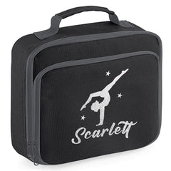 Girls Personalised Glitter Gymnastics School Lunch Bag Kids Dance Insulated Box