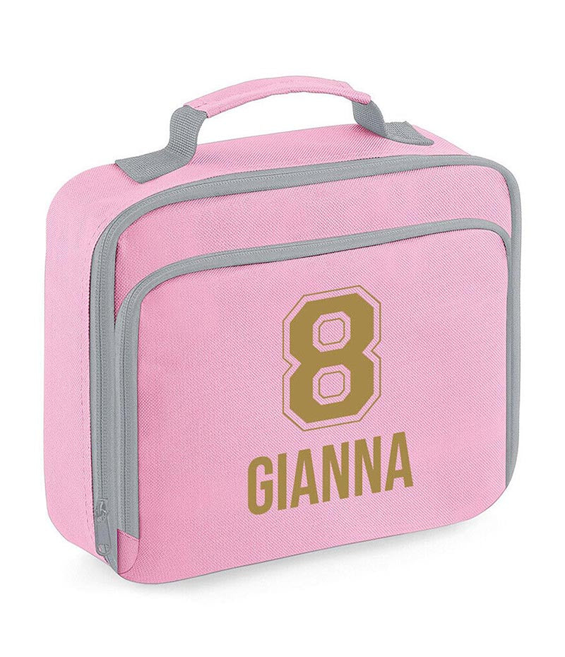 Personalised School Lunch Bag Kids Insulated Football Kids Name Number Snack Box