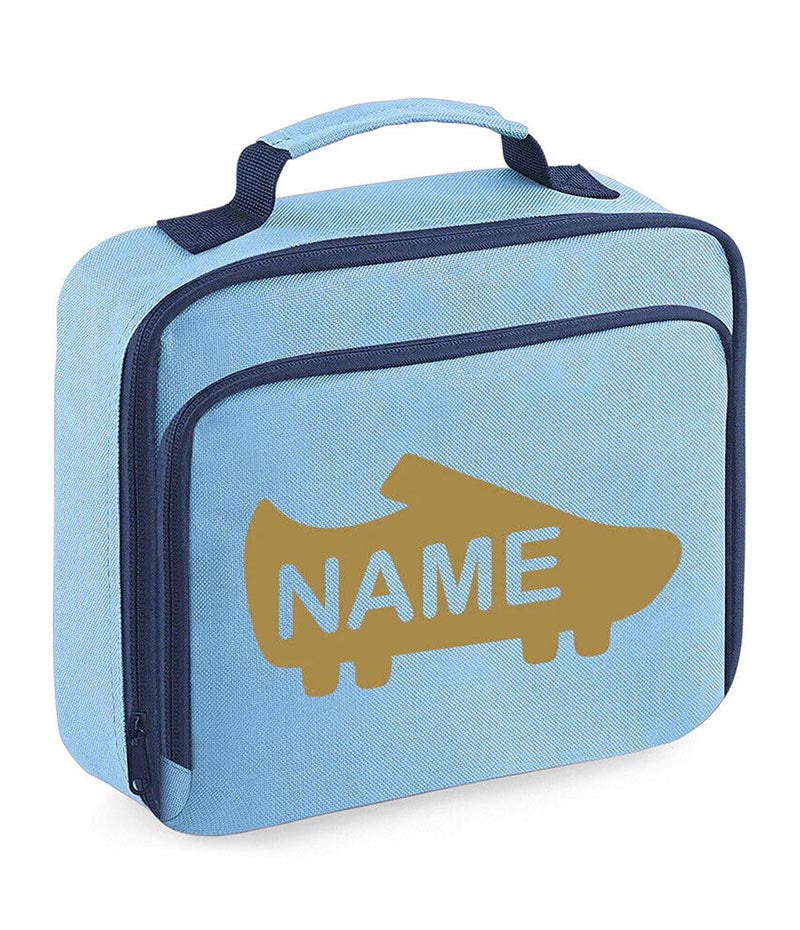 Personalised School Lunch Bag Football Insulated Snack Box Boys Girls Kids Gift