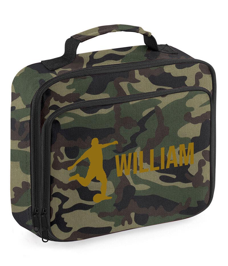 Personalised Lunch Bag Football Boys School Insulated Any Name Kids Snack Box