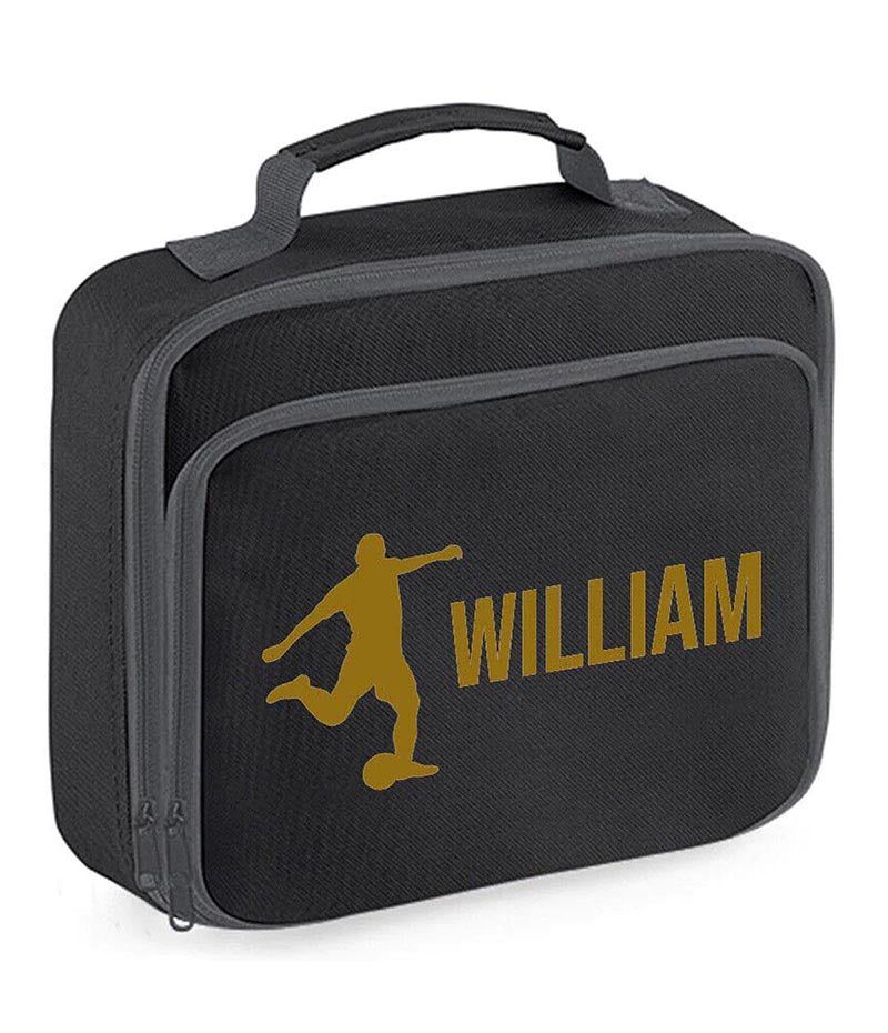 Personalised Lunch Bag Football Boys School Insulated Any Name Kids Snack Box