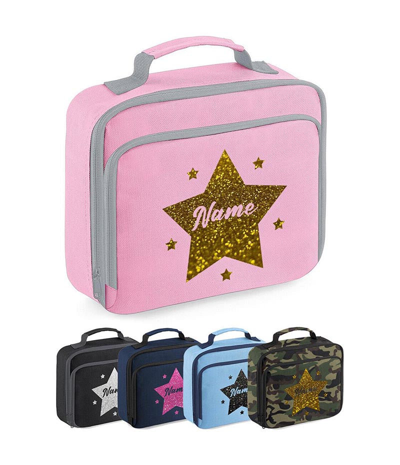 Personalised School Lunch Bag Insulated Snack Box Childrens Star Boys Girls Gift