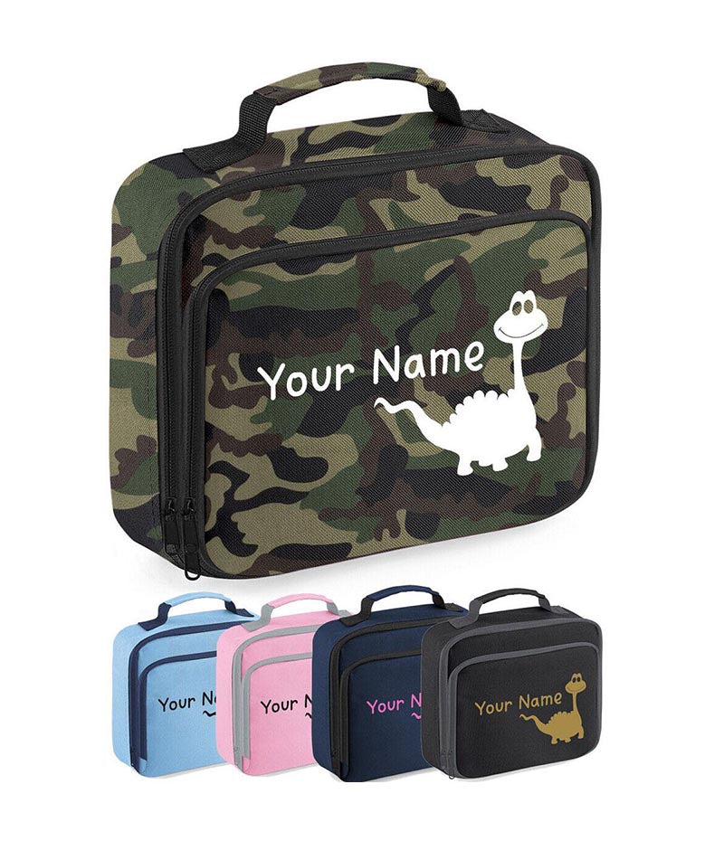 Personalised Lunch Bag Boys Dinosaur School Insulated Childrens Snack Box Gif