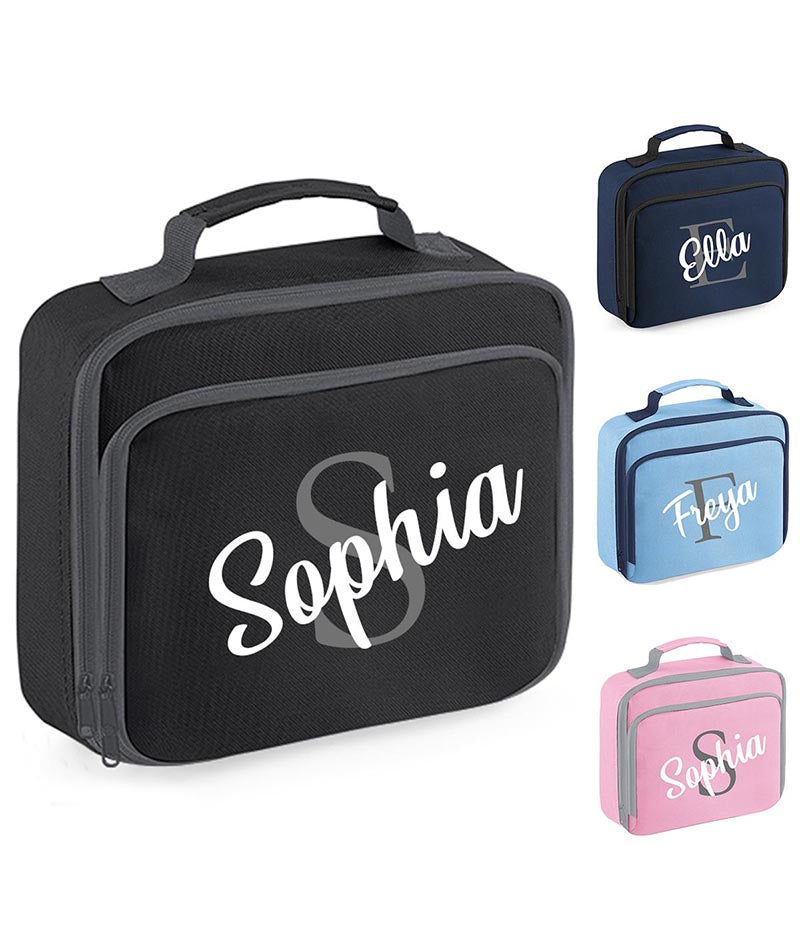 Personalised Initial Lunch Bag Boys Girls Insulated Children School Dinner Box