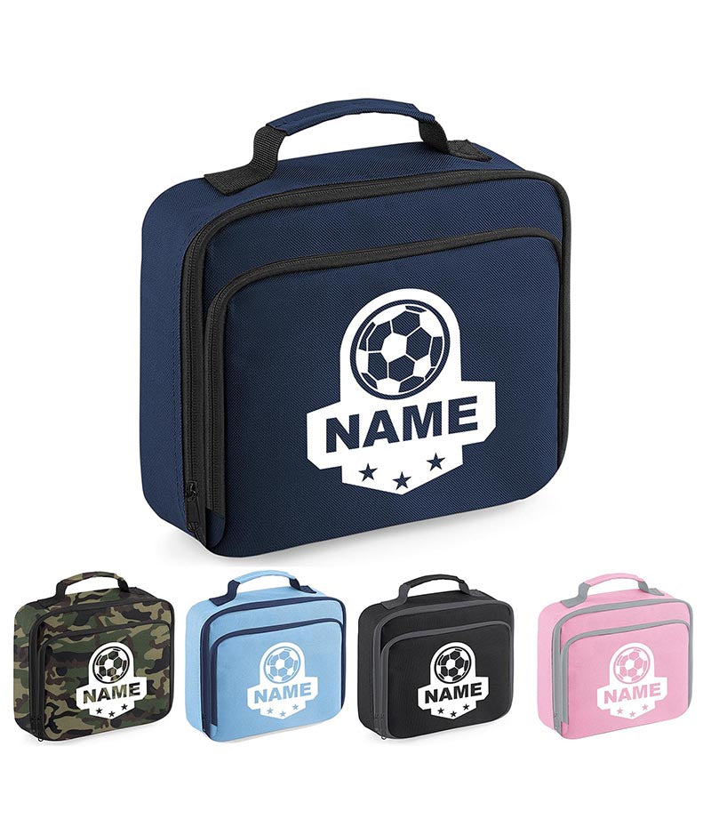 Personalised Football Name Lunch Bag Boys Girls Insulated Children School Dinner Box