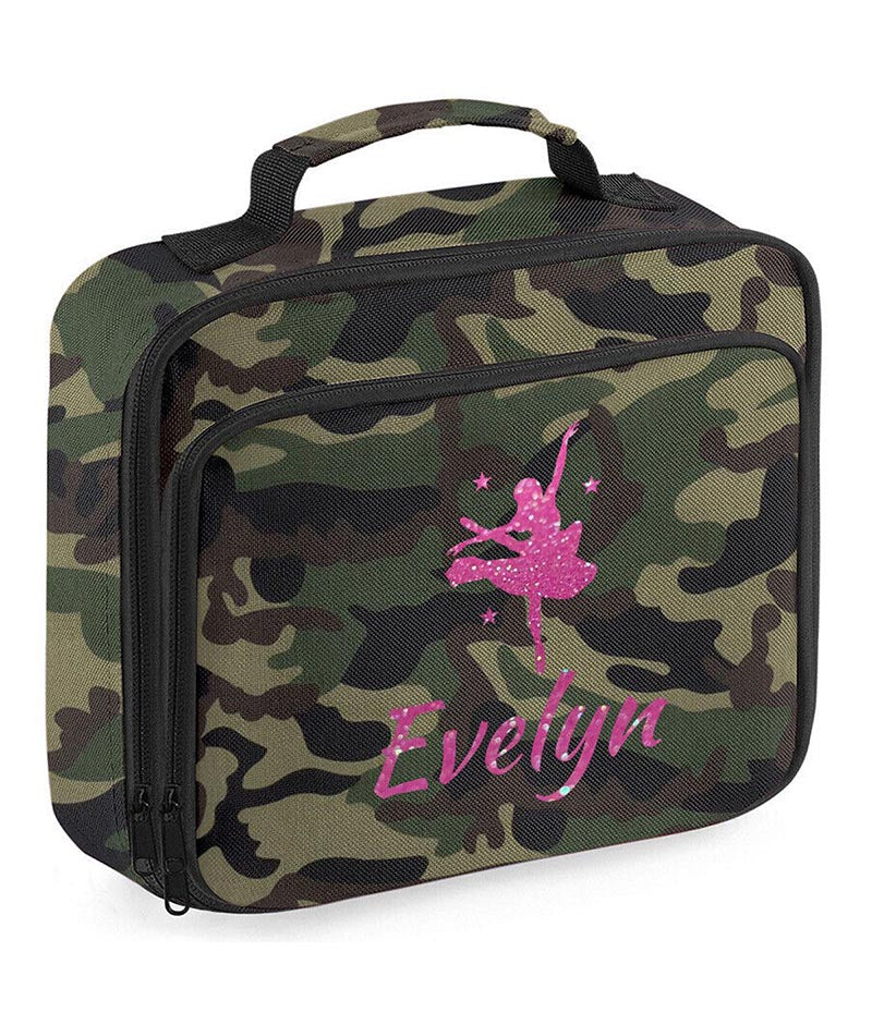 Girls Personalised Glitter Dance School Lunch Bag Kids Gymnastics Insulated Box