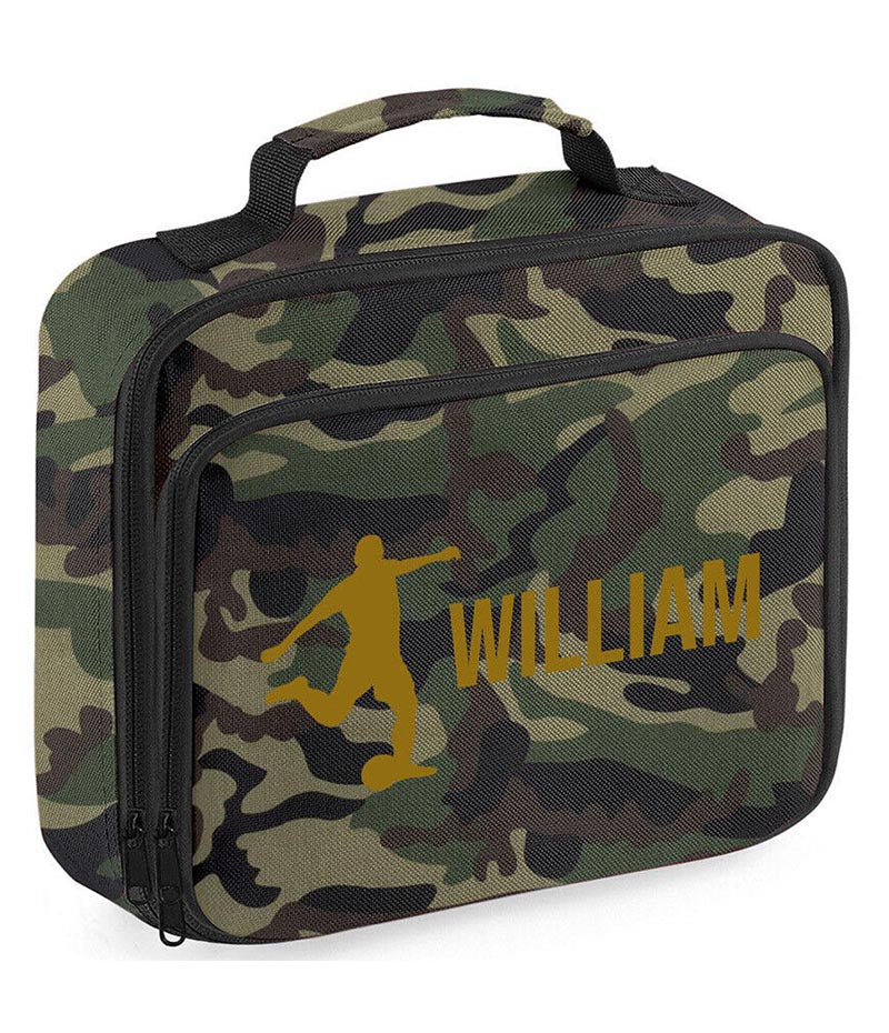 Personalised Lunch Bag Football Boys School Insulated Any Name Kids Snack Box