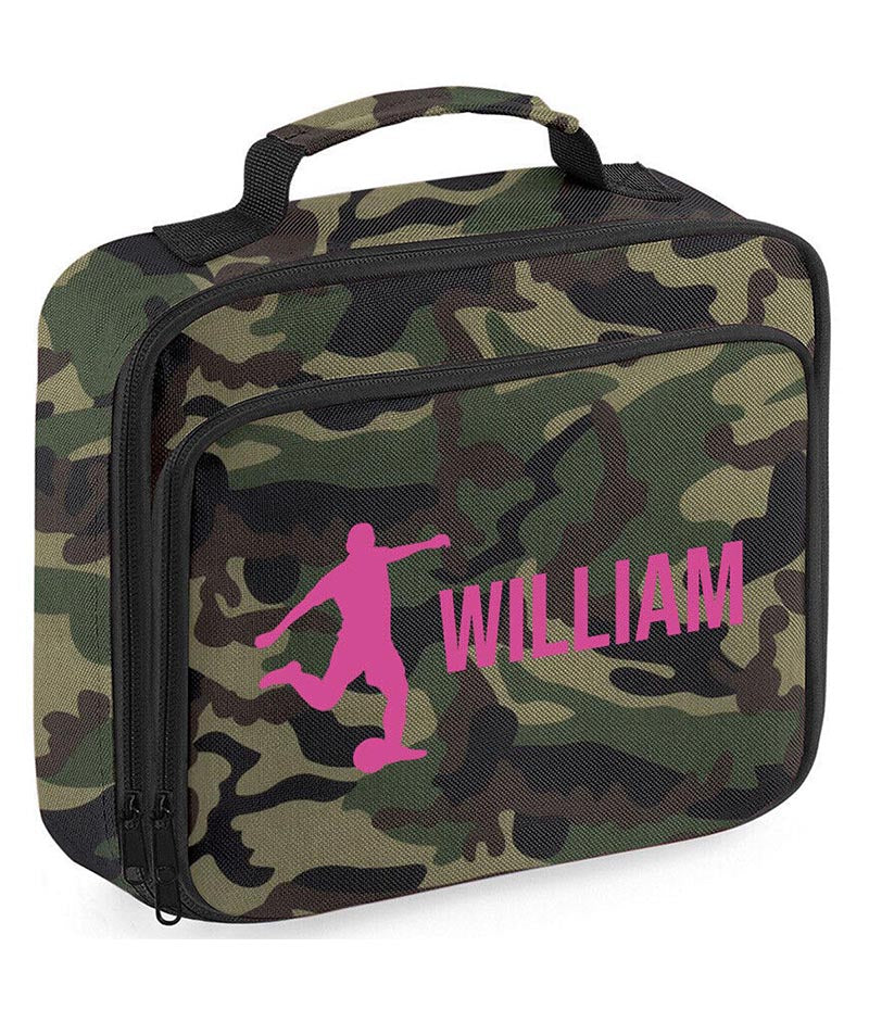 Personalised Lunch Bag Football Boys School Insulated Any Name Kids Snack Box