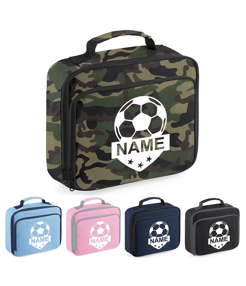 Personalised Football Name Lunch Bag Boys Girls Insulated Children School Dinner Box