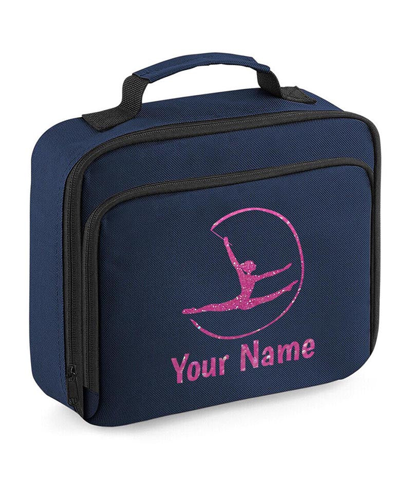 Girls Personalised Glitter Gymnastics School Lunch Bag Kids Dance Insulated Box