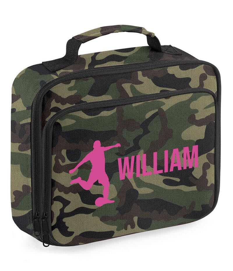 Personalised Lunch Bag Football Boys School Insulated Any Name Kids Snack Box