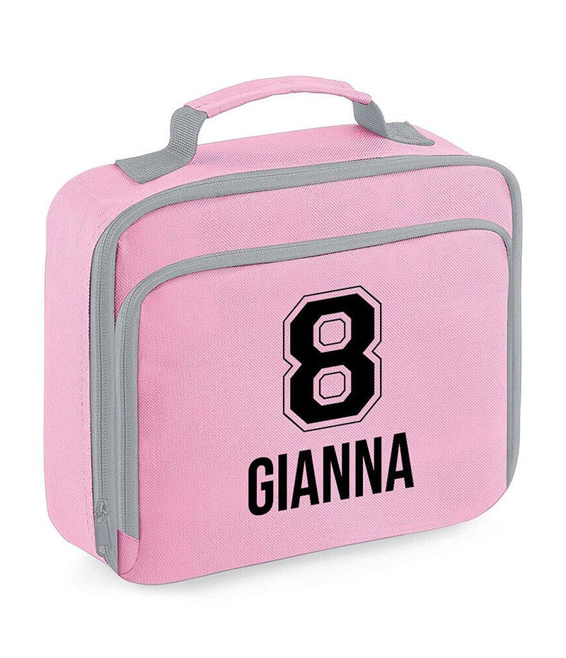 Personalised School Lunch Bag Kids Insulated Football Kids Name Number Snack Box