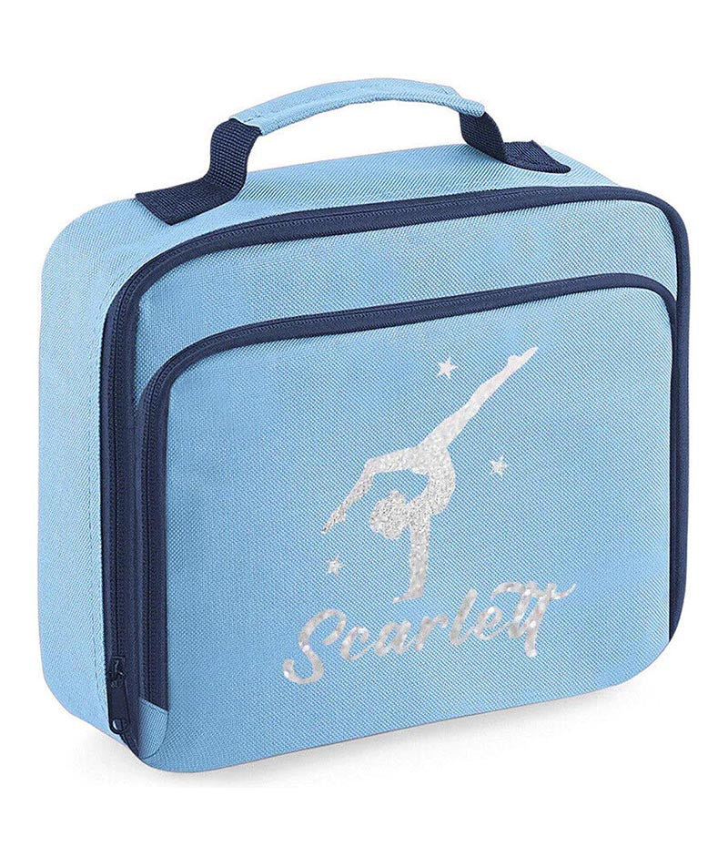 Girls Personalised Glitter Gymnastics School Lunch Bag Kids Dance Insulated Box