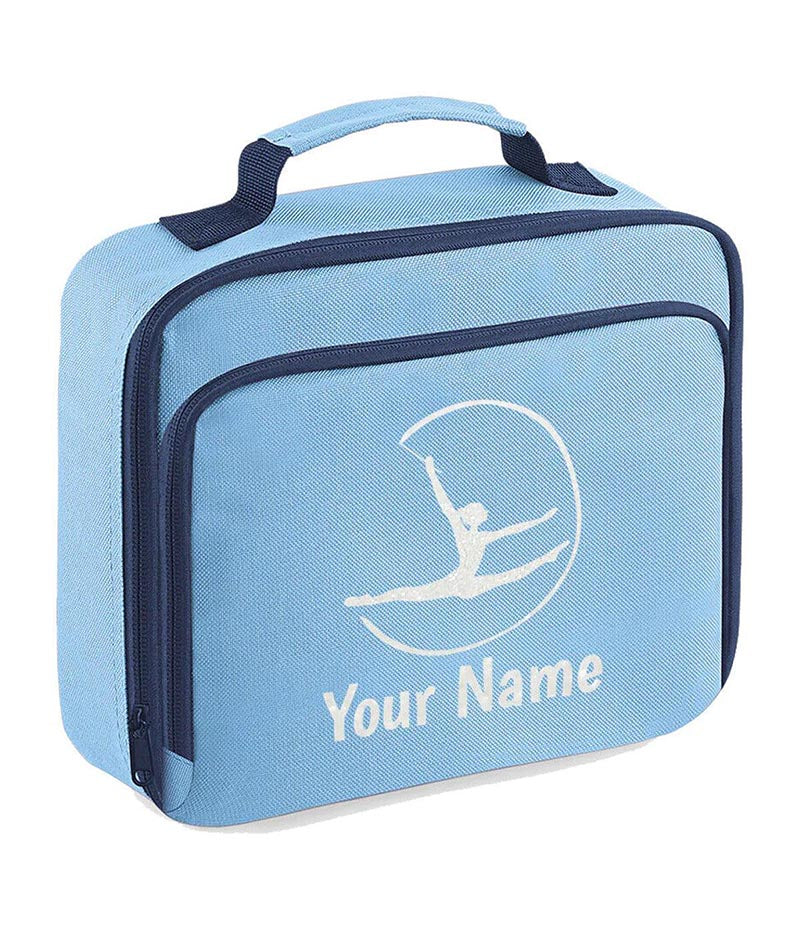 Girls Personalised Glitter Gymnastics School Lunch Bag Kids Dance Insulated Box