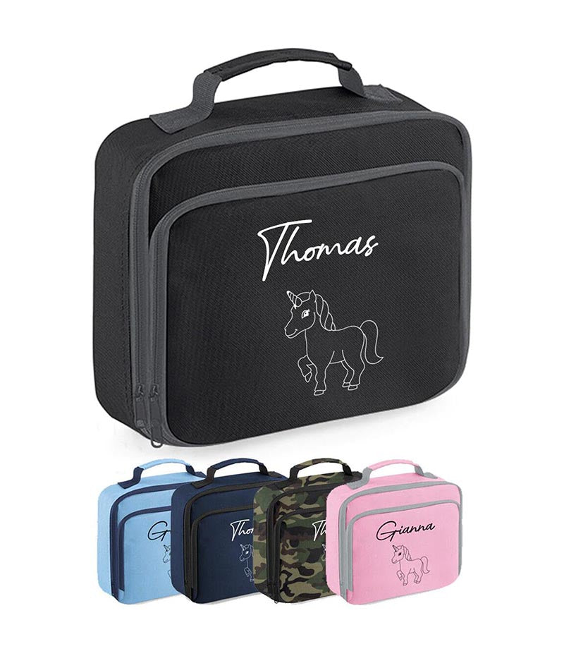 Personalised Unicorn Lunch Box Custom Name School Kids Boys Girls Insulated Bag