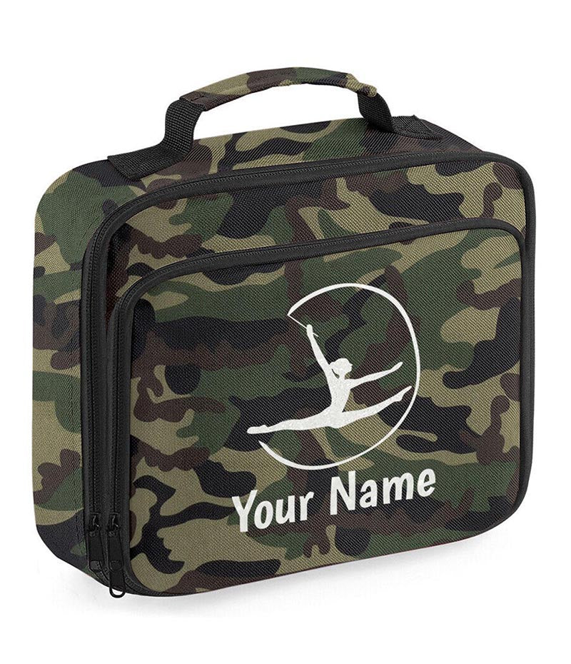 Girls Personalised Glitter Gymnastics School Lunch Bag Kids Dance Insulated Box